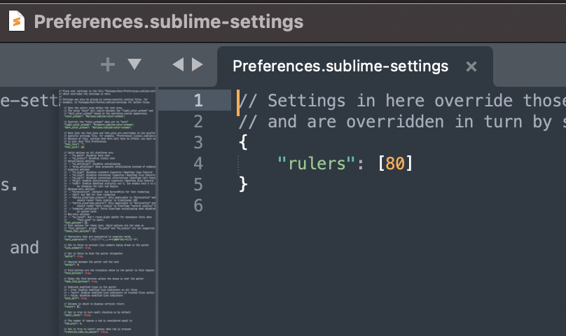 Permanently Set Ruler in Sublime Text Editor
